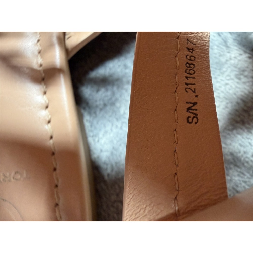 Tory Burch Miller Sandals Women 8.5M Blush Nude Leather Logo Thong Flats - Picture 9 of 10